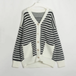 cardigan long marinière bouton doré femme rayé