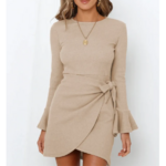 robe de soirée minimaliste beige femme pas chère