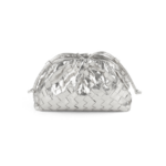 mini sac à main argenté en cuir