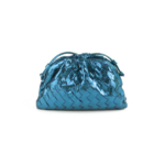 mini sac à main bleu brillant en cuir