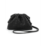 mini sac à main noir tissé en cuir