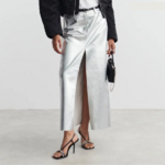 upe longue fendue en cuir PU pour femme 2023