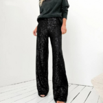 pantalon à paillettes noir chic femme