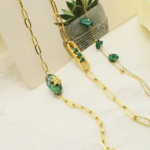 bracelets tendances femme plaqué or pierre verte