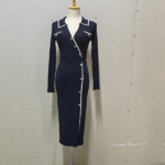 robe chic noire en tricot femme boutons dorés