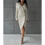 robe chic blanche en tricot femme