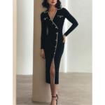 robe chic noire en tricot femme élégante