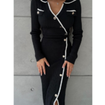 robe chic noire en tricot femme