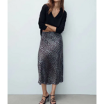 jupe taille haute imprimée léopard femme