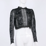 blouse en dentelle noir transparent femme