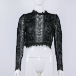 chemisier en dentelle noir transparent femme