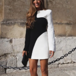 robe élégante patchwork noir et blanc femme