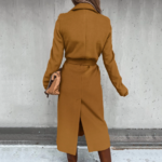 manteau long en laine avec ceinture orange camel femme chaud hiver