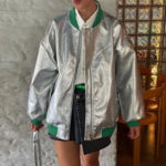 bomber argenté femme