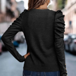 Pull à manches longues en cachemire noir femme