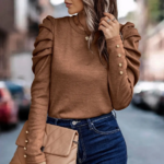 Pull à manches longues en cachemire chic femme