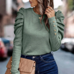 Pull à manches longues en cachemire vert