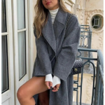 manteau long oversize en laine gris femme tendance 2024