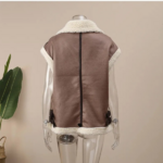 manteau sans manche fourrure mouton cuir femme hiver