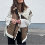 manteau sans manche fourrure mouton cuir femme