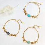 bracelet pierre naturelle acier inoxydable femme