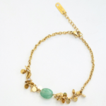 bracelet pierre naturelle verte acier inoxydable femme