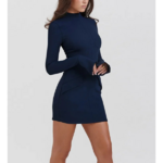robe courte à poches femme bleu marine