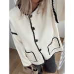veste blanche chic patchwork hiver femme