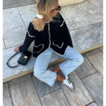 veste noire chic patchwork hiver femme