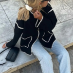 veste noire patchwork hiver femme