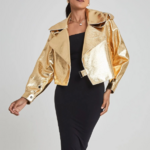 perfecto en cuir gold doré brillant