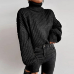 pull col roulé noire femme