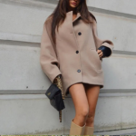 manteau en laine beige femme court