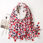 foulard femme coeurs rouges et bleus