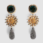 boucles doreilles fantaisie rétro chic vertes dorées