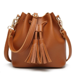 sac seau à bandoulière cuir marron