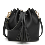 sac seau à bandoulière cuir noir