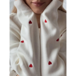 pull blanc coeur femme chic
