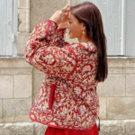 veste matelassée imprimée rouge fleurie
