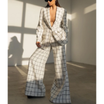 ensemble de tailleur blanc tendance à carreaux femme