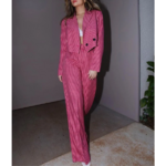 ensemble blazer pantalon rose à carreaux femme en ligne