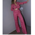 ensemble de tailleur rose à carreaux femme rétro chic pas cher