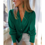 chemisier satin vert femme