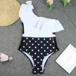 maillot de bain  une pièce femme noir et blanc à pois