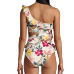 maillot de bain une pièce à volants imprimé floral femme