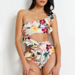 maillot de bain une pièce à volants imprimé floral