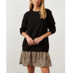 robe noire léopard courte femme