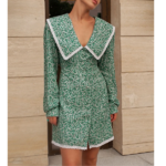 robe fleurie verte vintage femme
