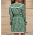 robe courte imprimée fleurie verte femme