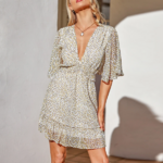 robe courte imprimée dos nu élégante